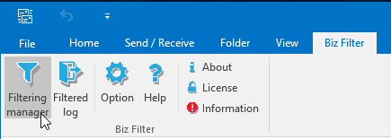 Filtering manager on ribbon menu